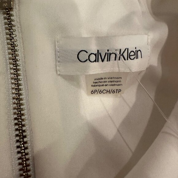 CALVIN KLEIN WOMENS WHITE TAN BLACK DRESS NEW 6P COCKTAIL PARTY FORMAL - Picture 9 of 10